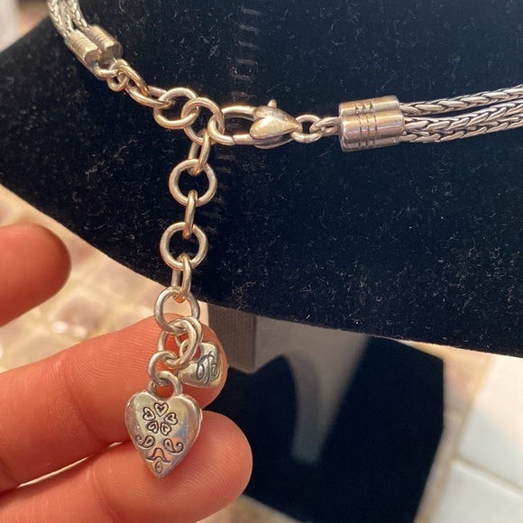 Brighton Ophelia‎ triple strand silver etched heart pendant collar Necklace - Picture 4 of 5
